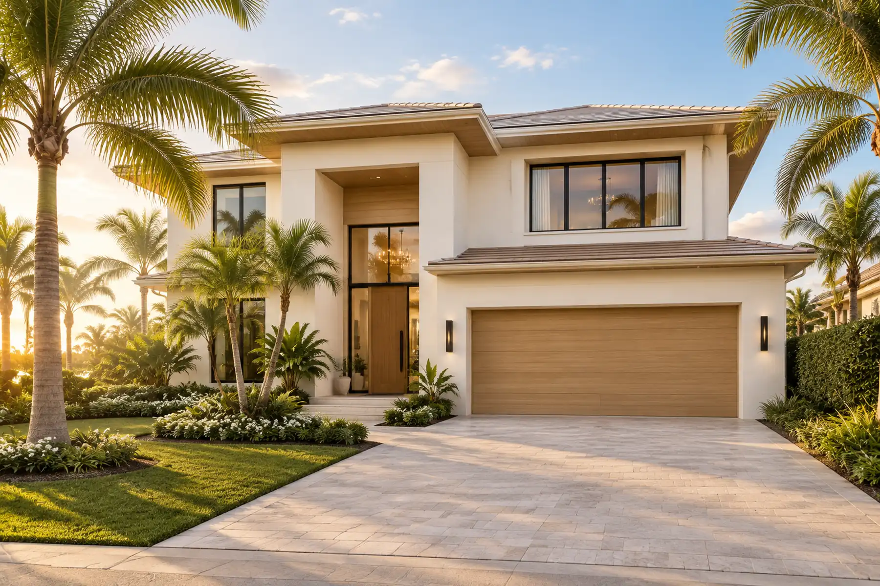 Completed South Florida interior with coordinated finishes, lighting, and construction details