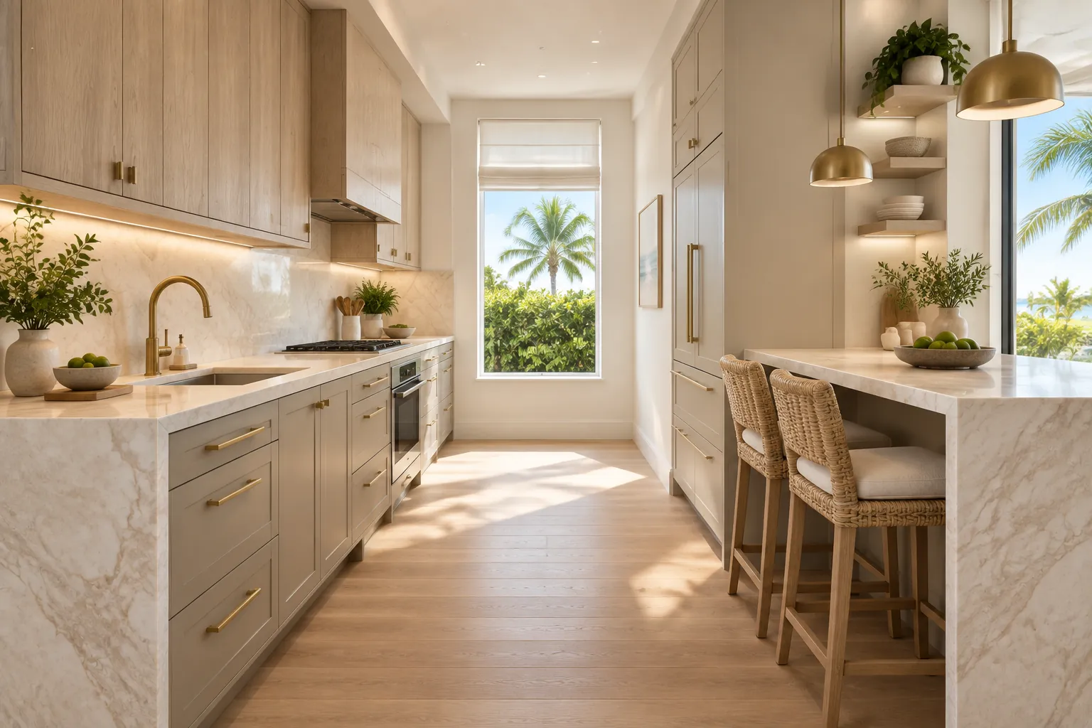 Original luxury kitchen renovation with stone island and custom cabinetry