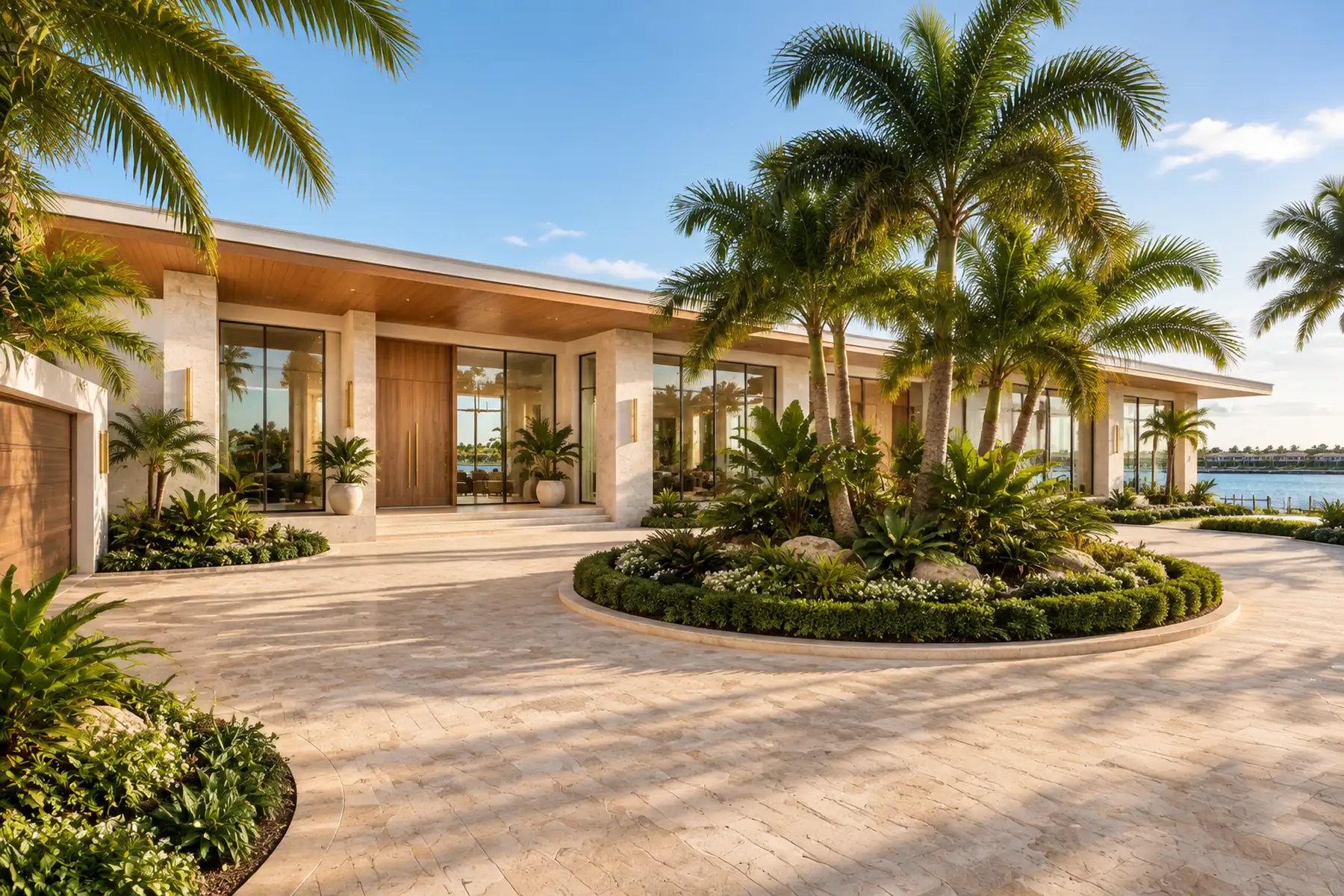 Upscale South Florida residence with open living spaces, crafted millwork, and warm natural light