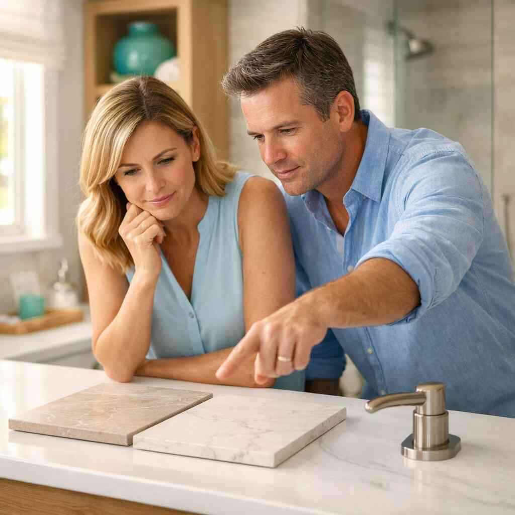 Large-format porcelain tile versus natural stone look surfaces in coastal homes — Boca Raton Renovation Contractor